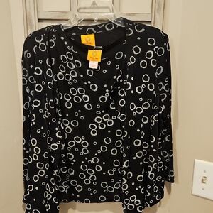 Ruby Red Black and White 2 Piece Sleeves Top With A Button Up Cardigan